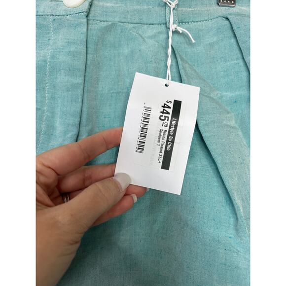 NWT Matthew Bruch Button Pleated Linen Short Women's Seafoam Size: XS - Picture 5 of 9